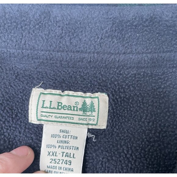 L.L. Bean Men's Fleece-Lined Flannel Shirt, Traditional Fit Green Blue XXL Tall - Picture 4 of 10